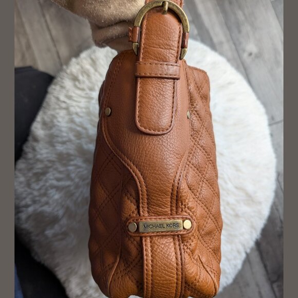 Michael Kors, Quilted Leather Shoulder Bag, Camel Brown, EUC - Picture 4 of 11